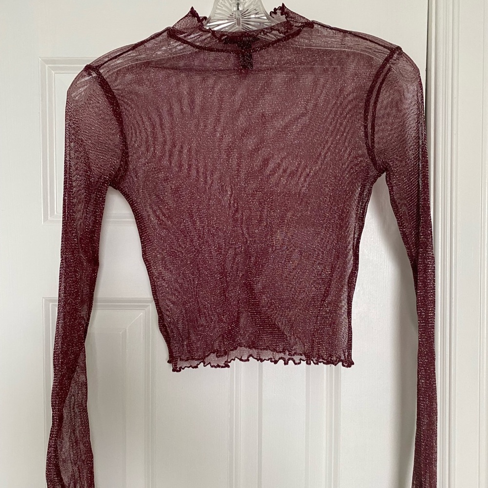 F21 Mesh Sparkle Long Sleeve